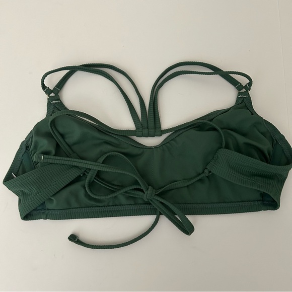 Bundle 4 bikini tops Coral Halter Green Strappy Ribbed Palm Tree Earth tones - L - Picture 8 of 16